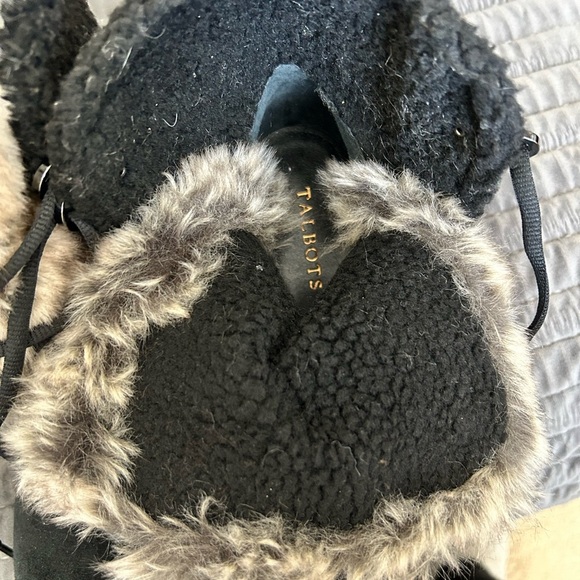 Talbots Tish faux fur and black suede ankle boots SZ 7.5 - Picture 5 of 6